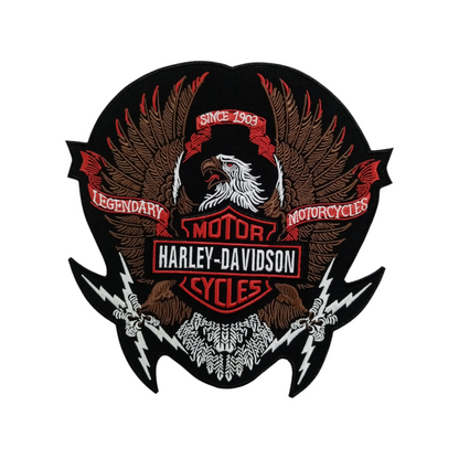 H-D Eagle Wings Large RED - BROWN Embroidery Patch - Iron/Sew On