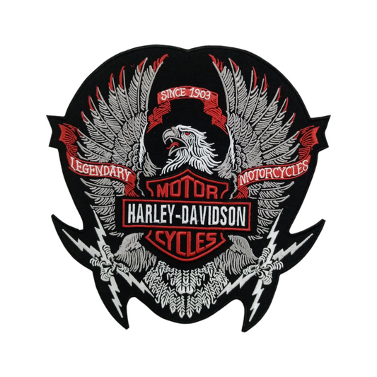 H-D Eagle Wings Large RED - GRAY - Embroidery Patch - Iron/Sew On Patch