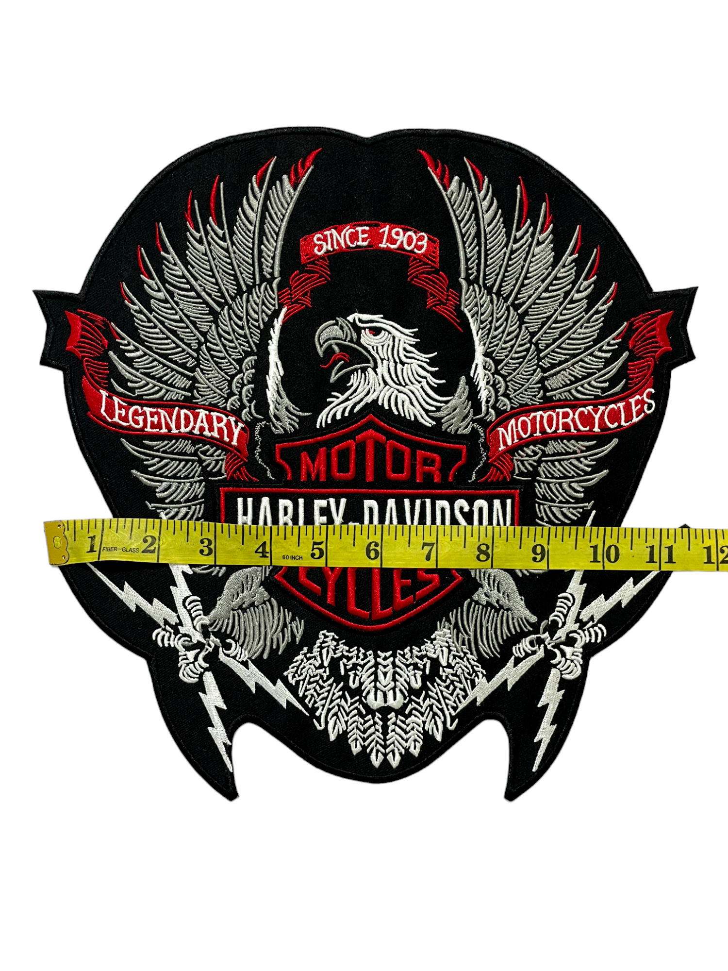 H-D Eagle Wings Large RED - GRAY - Embroidery Patch - Iron/Sew On Patch