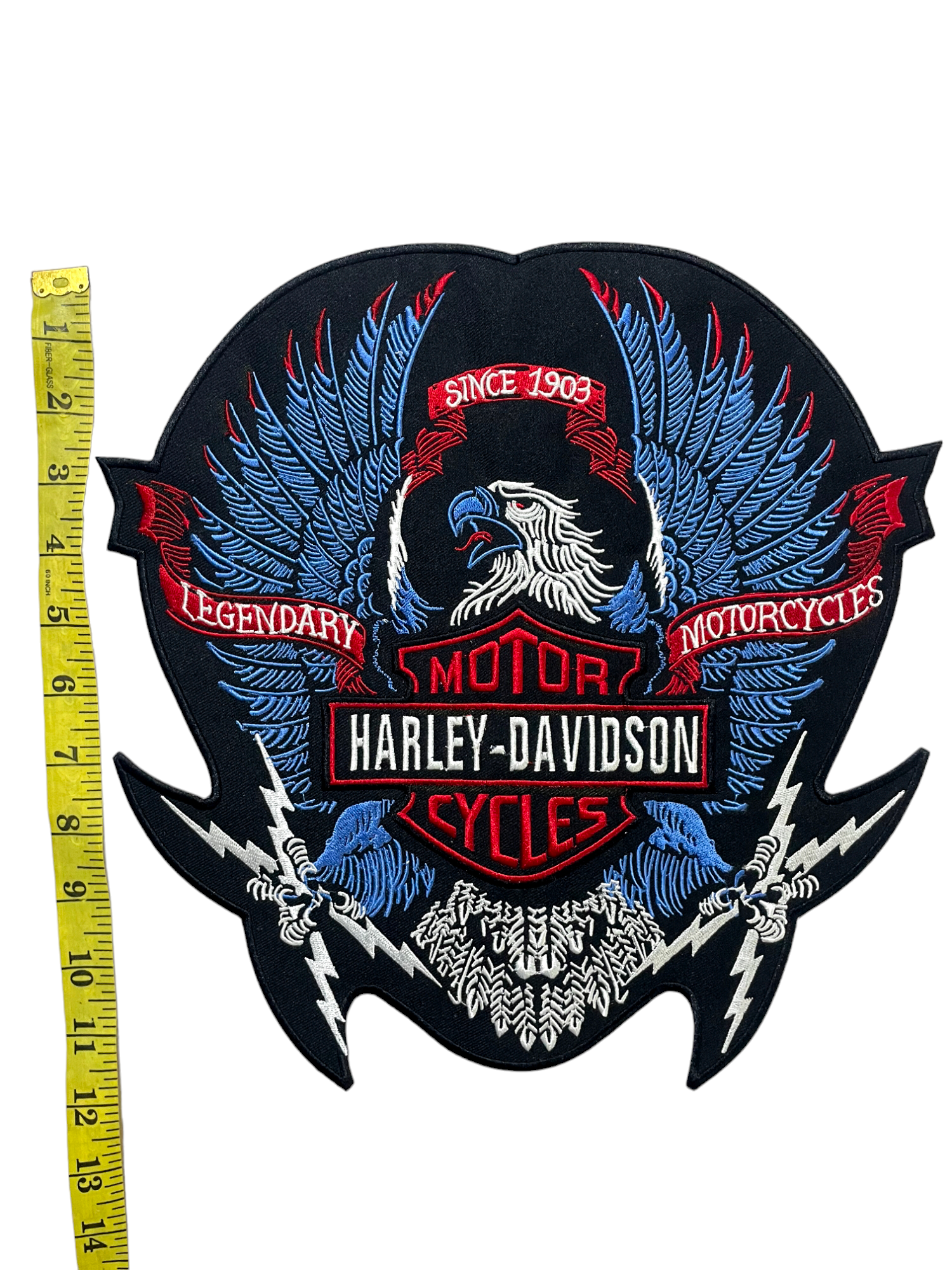 H-D Eagle Wings Large RED - BLUE Embroidery Patch - Iron/Sew On