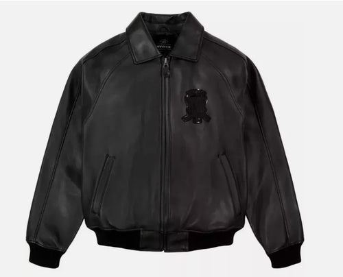 Avirex Men’s Black American bomber Flight style Genuine Cowhide Leather Jacket