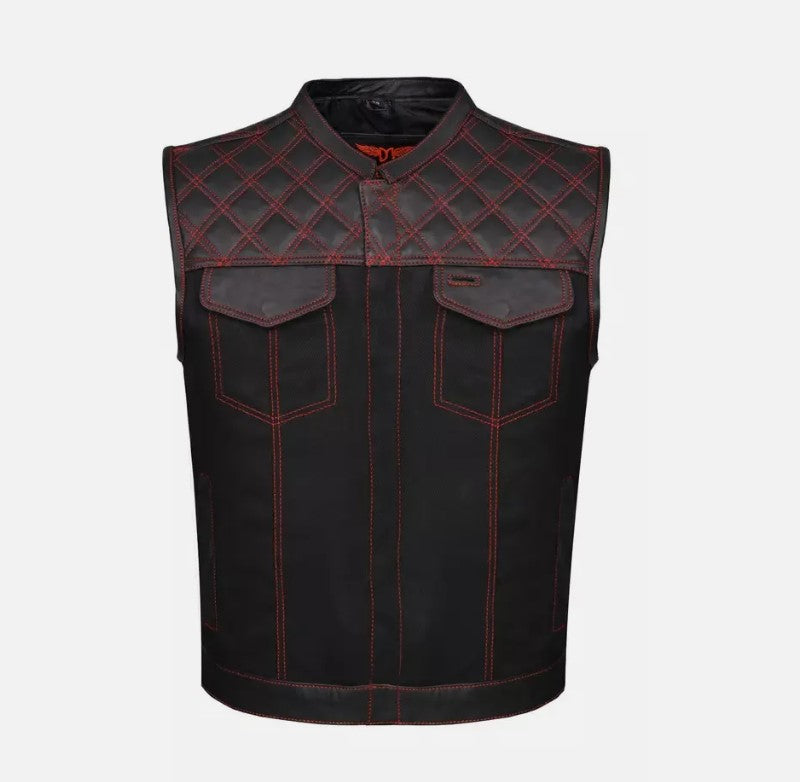 Blackout Diamond Stitch Club Vest – Leather & Denim Biker Edition