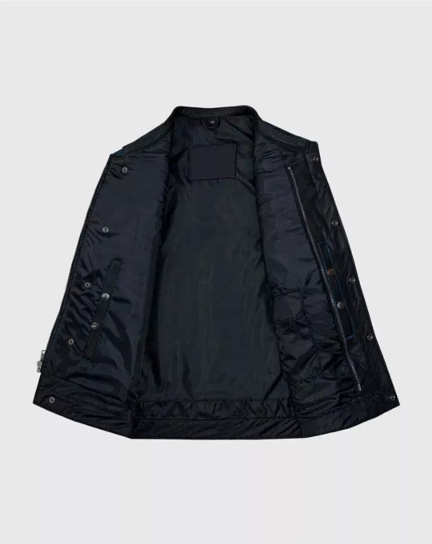 Blackout Diamond Stitch Club Vest – Leather & Denim Biker Edition