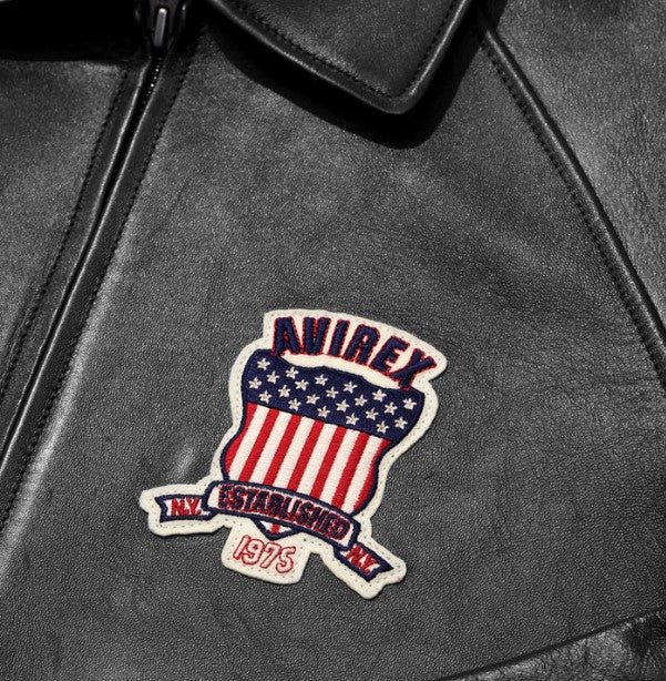 Avirex Men’s Black American bomber Flight style Genuine Cowhide Leather Jacket