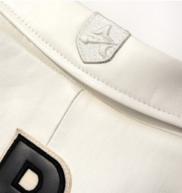 Avirex Men’s White American bomber Flight style Genuine Cowhide Leather Jacket