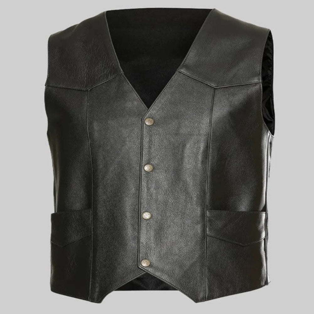 Andy Biersack Black Leather Vest – Rock-Inspired, Sleek &amp; Timeless