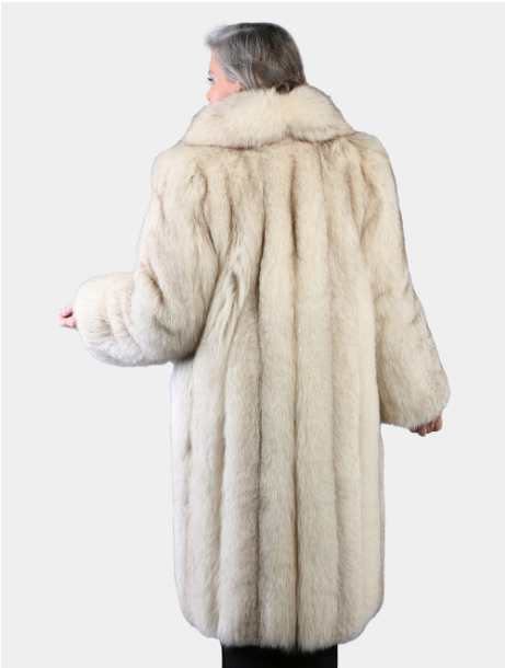 Woman White Coat Extra Long Length Black Stitching Inside