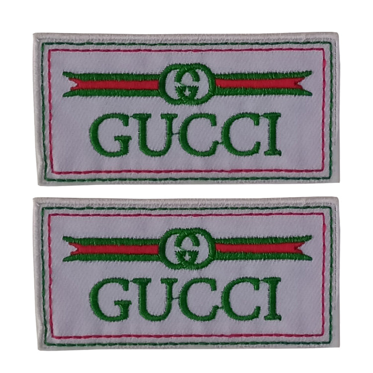 GUCCI Stylish Embroidered Patch Iron on / Sew on Patch WHITE-GREEN