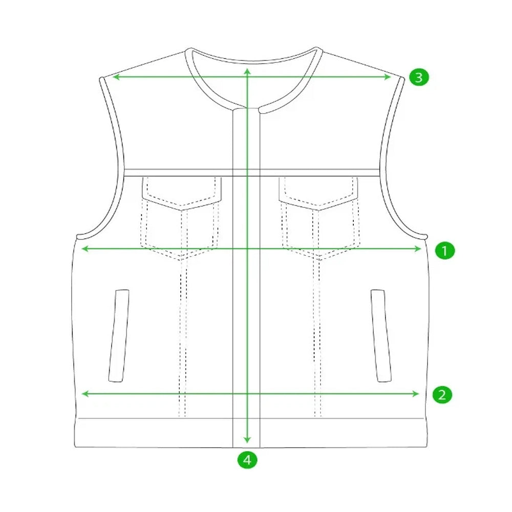 Men's Black Leather Biker Vest – Blue Paisley Satin Lining, Contrast Stitching, Rider Waistcoat