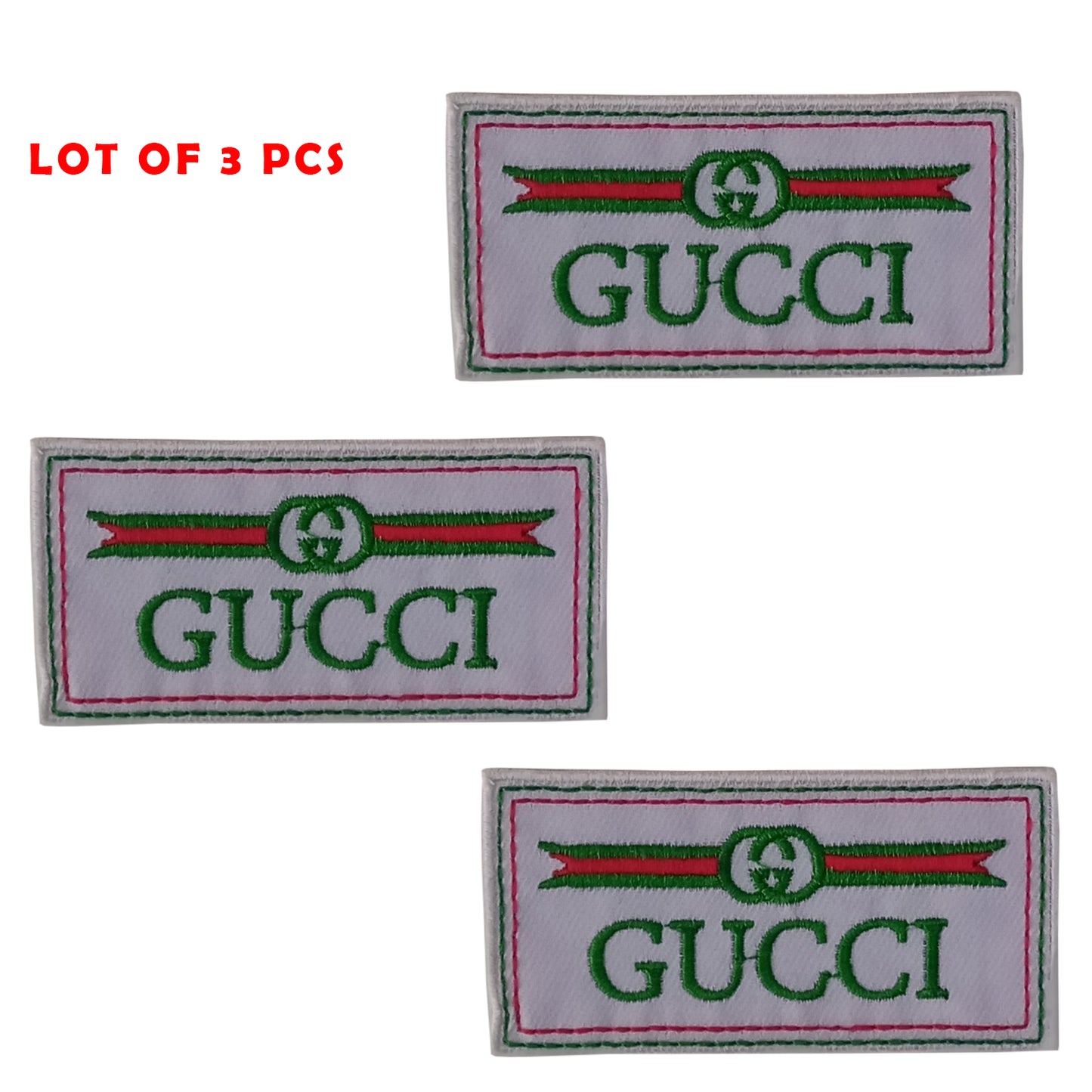 GUCCI Stylish Embroidered Patch Iron on / Sew on Patch WHITE-GREEN