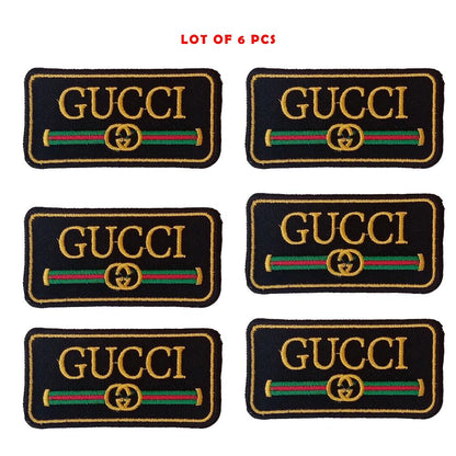 GUCCI Black Stylish Embroidered Patch Iron on / Sew on Patch Black-Gold