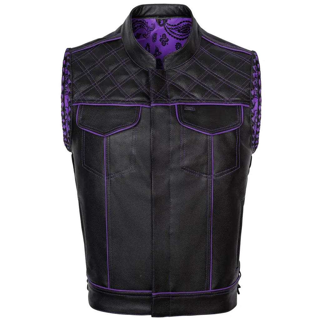 Genuine Leather Biker Vest: Handmade Side Lacing Motorcycle Club Style