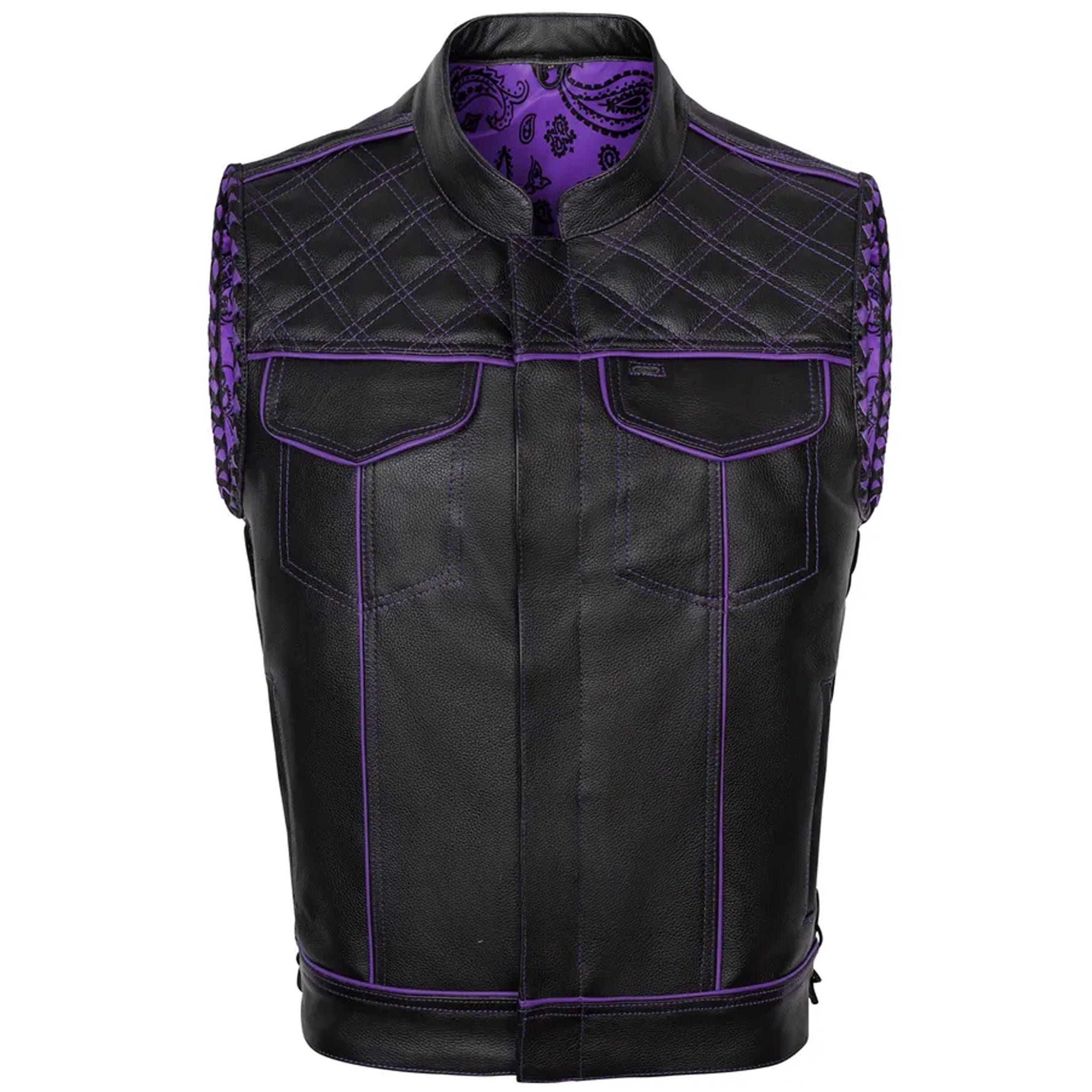 Genuine Leather Biker Vest: Handmade Side Lacing Motorcycle Club Style