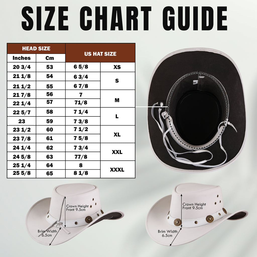 Handmade White Leather Cowboy Hat – Western Outback Style with Concho Band