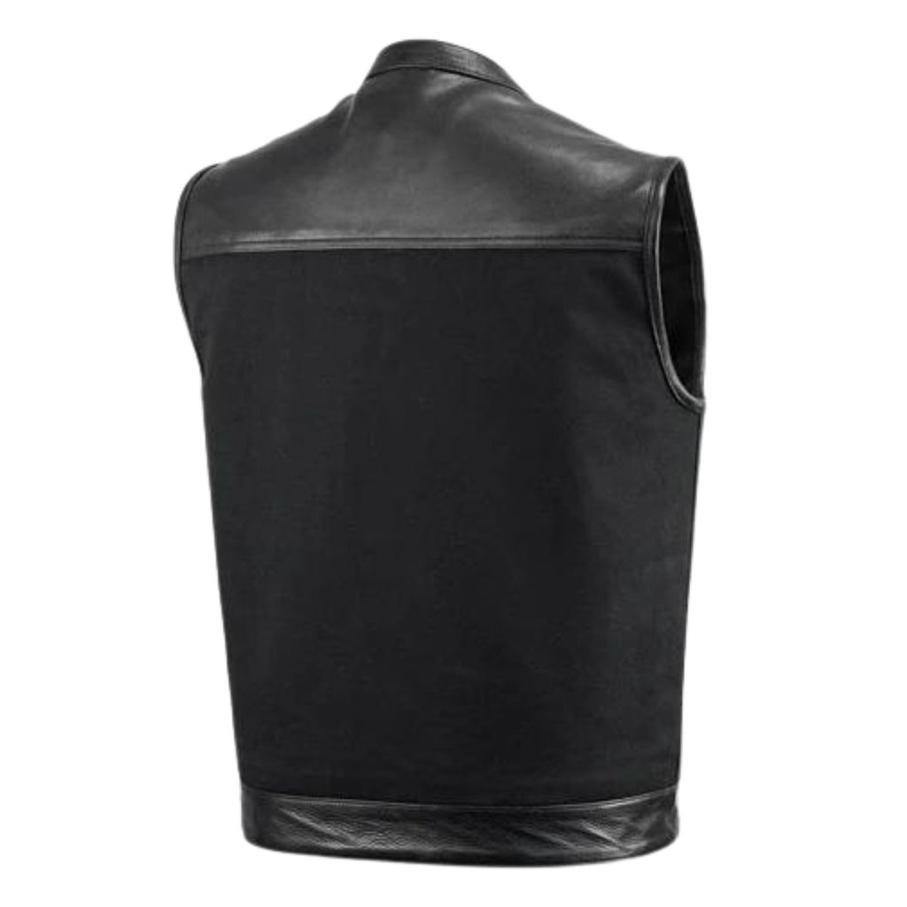 Classic Collar Men's Heavy Canvas Vest with Durable Craftsmanship