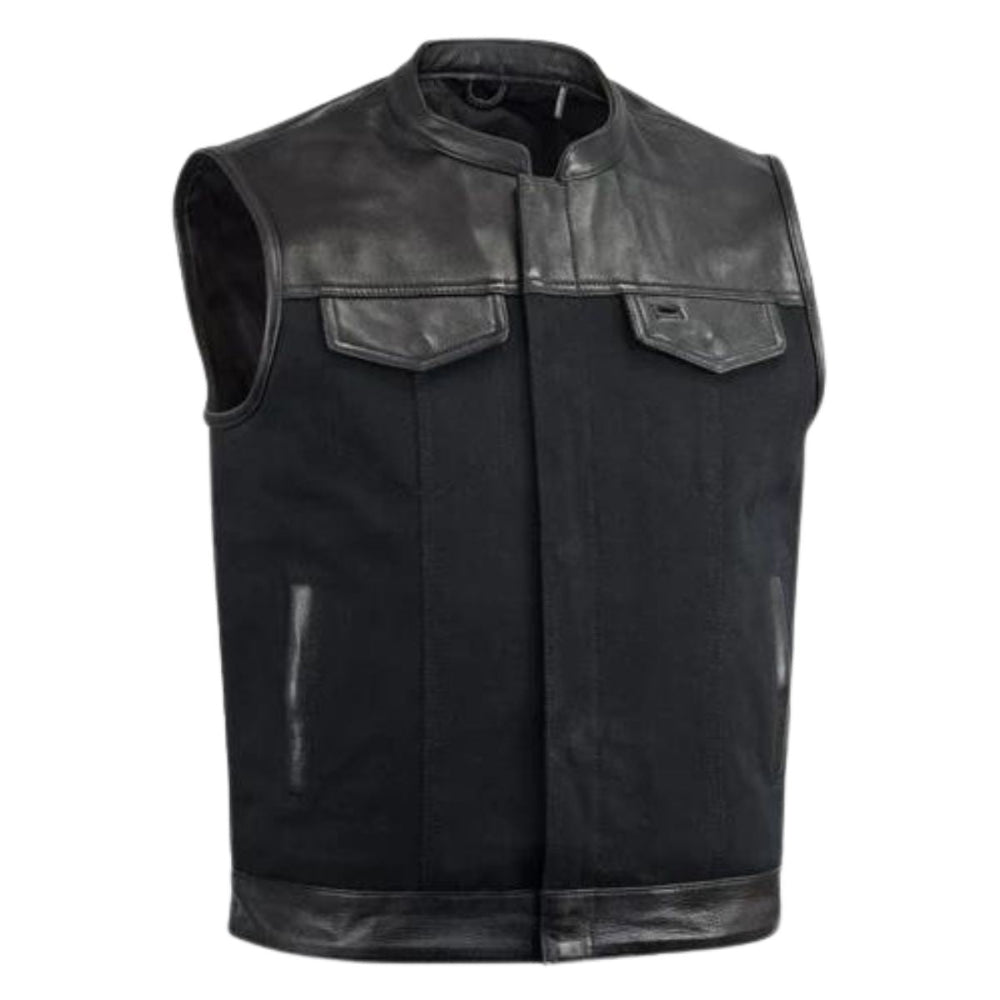 Classic Collar Men's Heavy Canvas Vest with Durable Craftsmanship