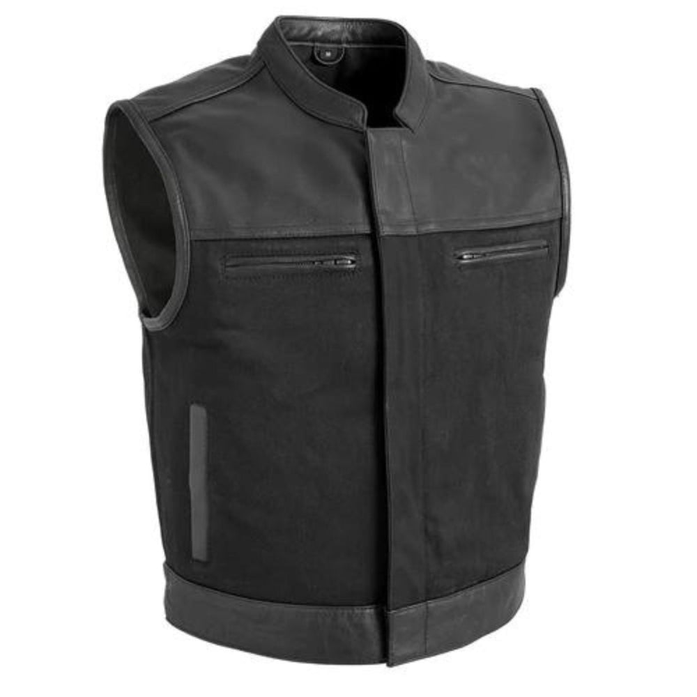 Detour Motorcycle Leather Vest with Rugged Design and Bold Style