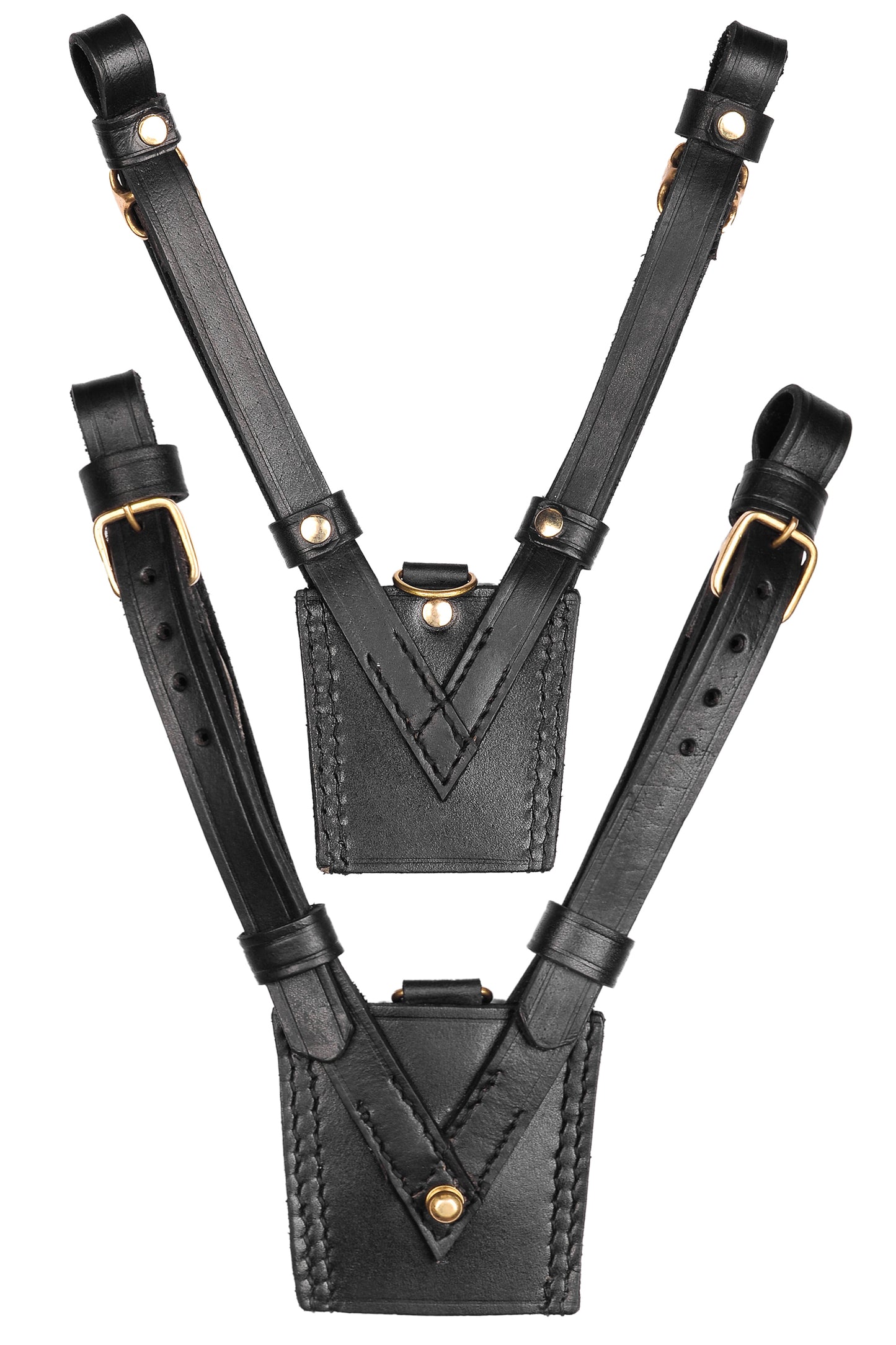 Sam Browne Belt Black Color with Gold Buckle With Crossover Shoulder Strap Genuine Leather British Military