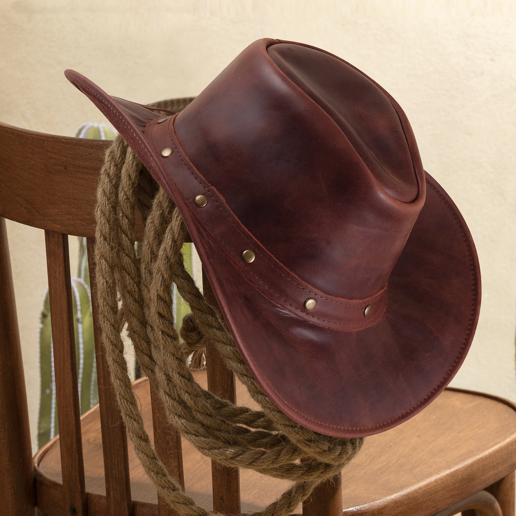 Shapeable Wide Brim Genuine Leather Cowboy Hat – Western Style