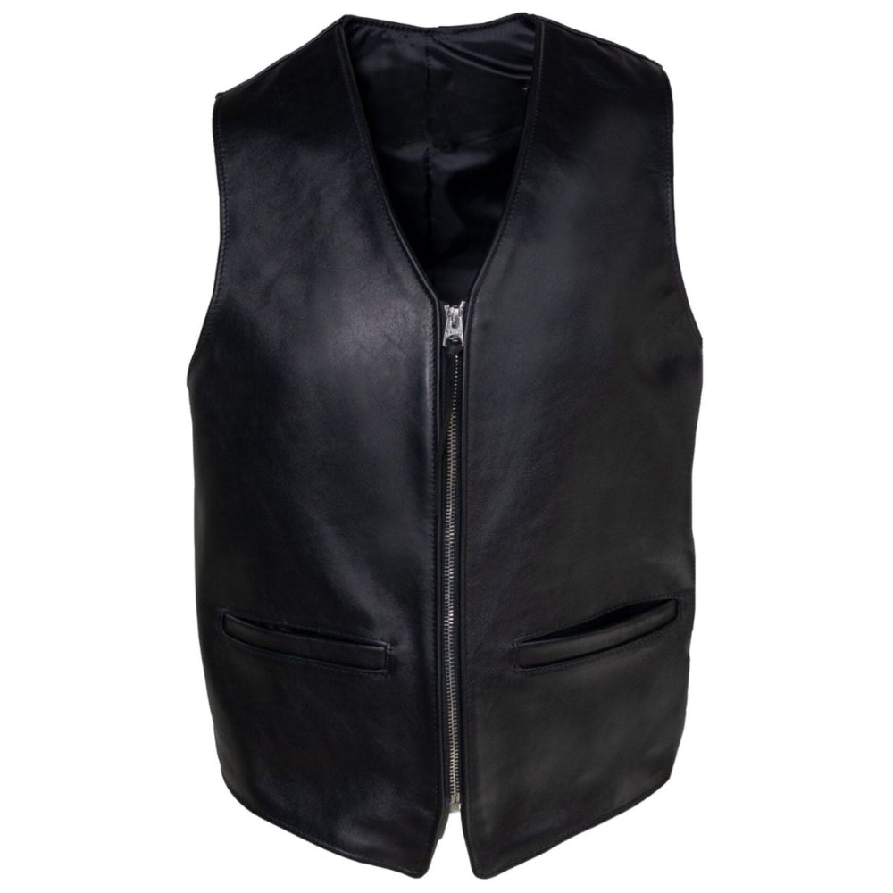 Elegant Black Leather Vest for Men with Sophisticated Style and Premium Comfort