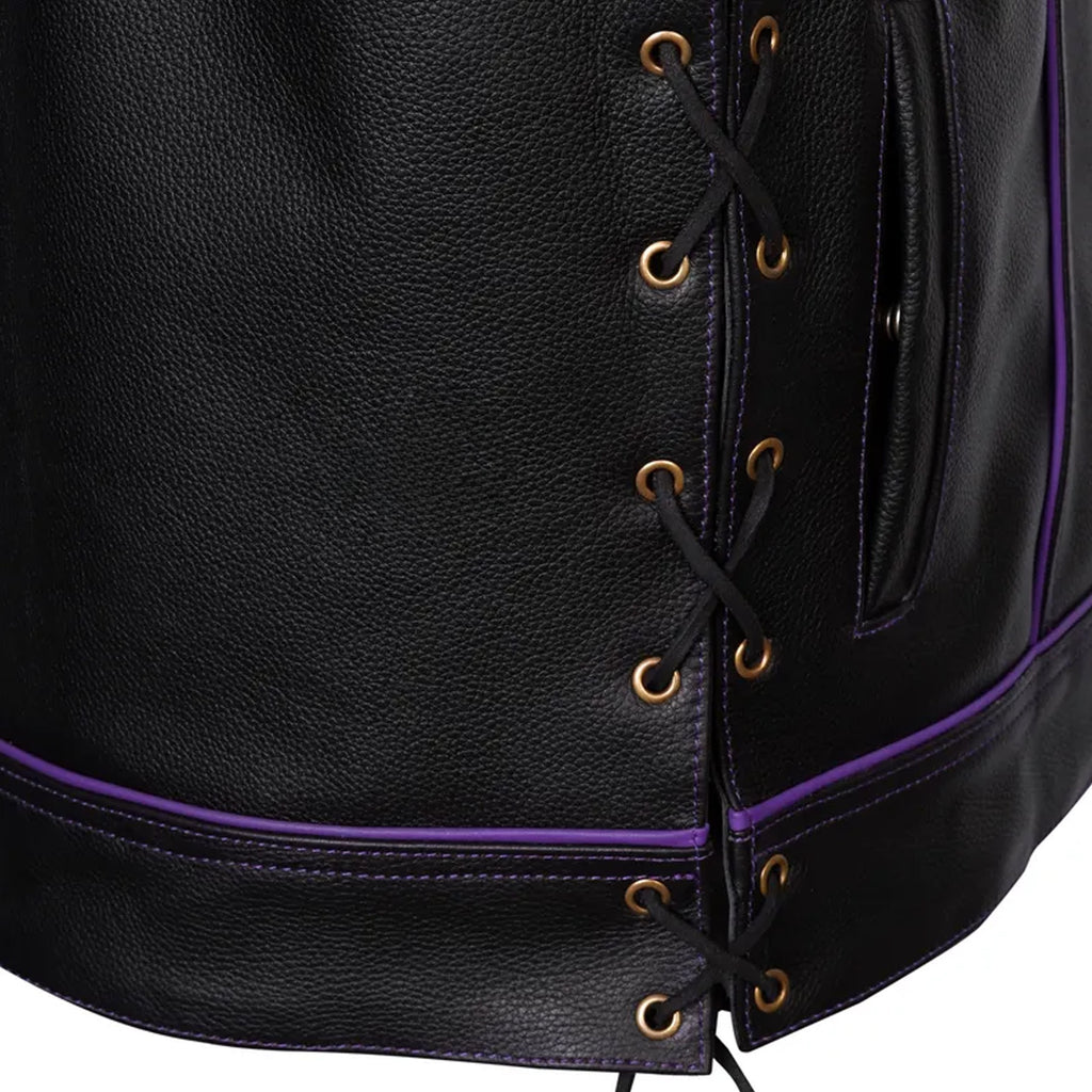 Genuine Leather Biker Vest: Handmade Side Lacing Motorcycle Club Style