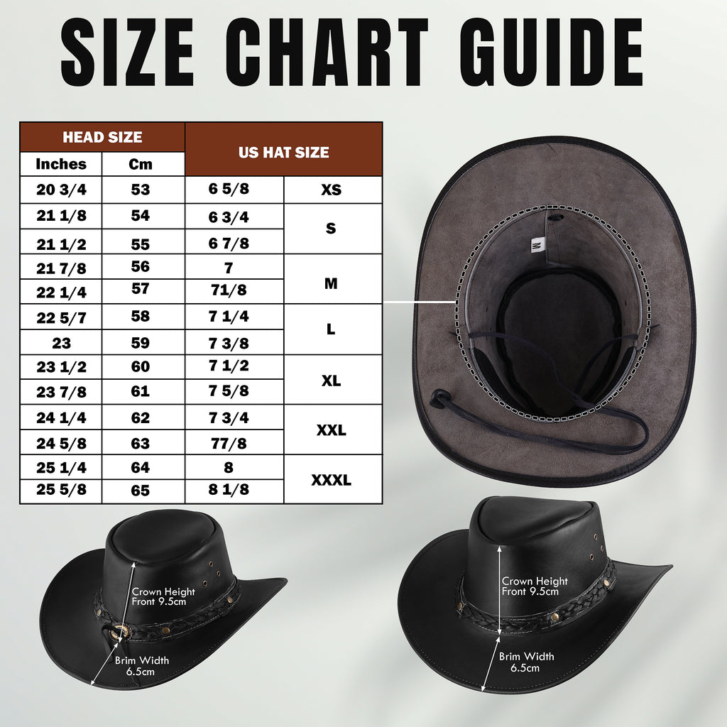 Black Leather Cowboy Hat – Braided Band, Wide Brim Western Style