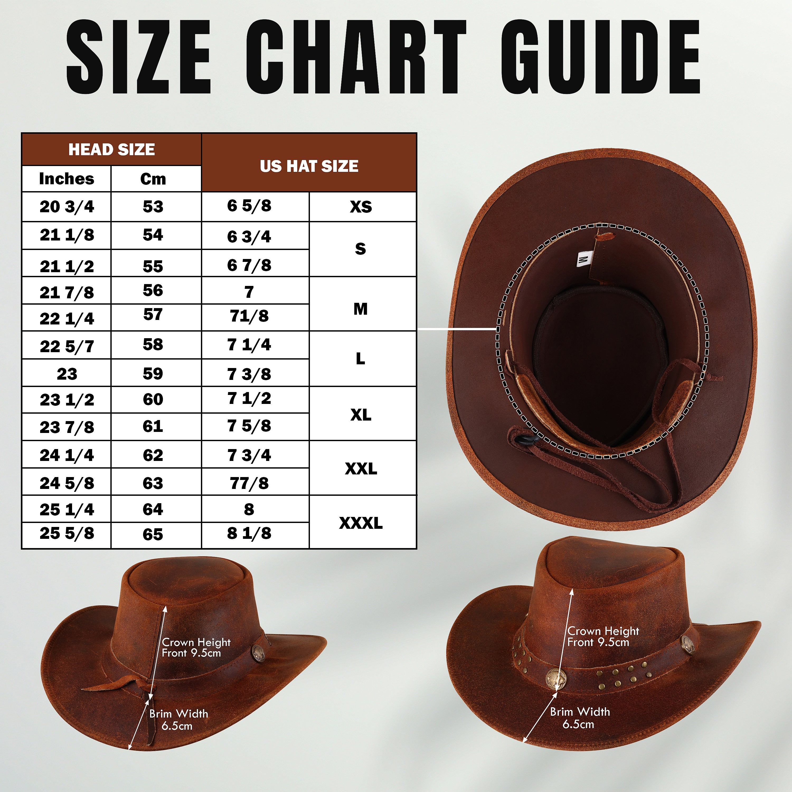 Distressed Brown Leather Cowboy Hat – Western Outback Wide Brim Ranch Hat
