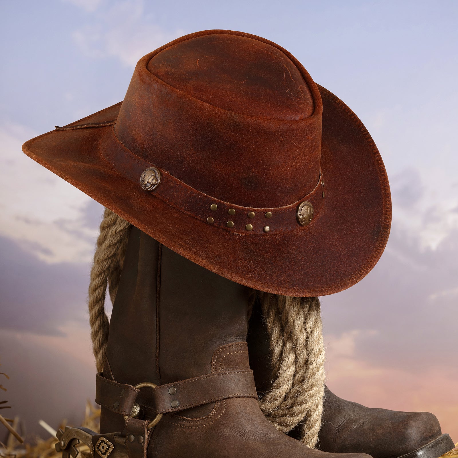 Genuine Calf Suede Leather HAT Western Cowboy Hat Men and Women Hat