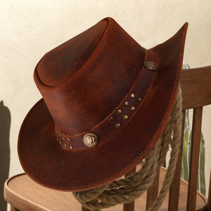 Genuine Calf Suede Leather HAT Western Cowboy Hat Men and Women Hat