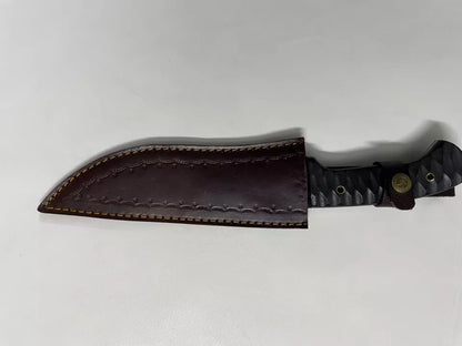 Handmade D2 Steel Hunting Survival Knife MICARTA Handle Knife + Leather Sheath