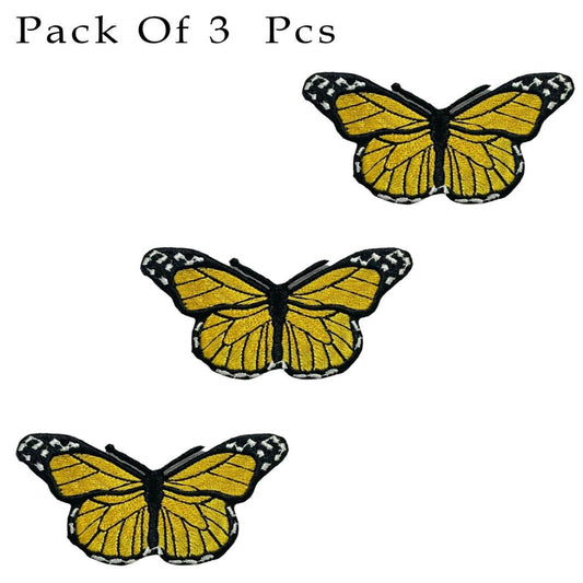 Embroidered Yellow Butterfly Patches - Embroidery Patch - Iron/Sew On